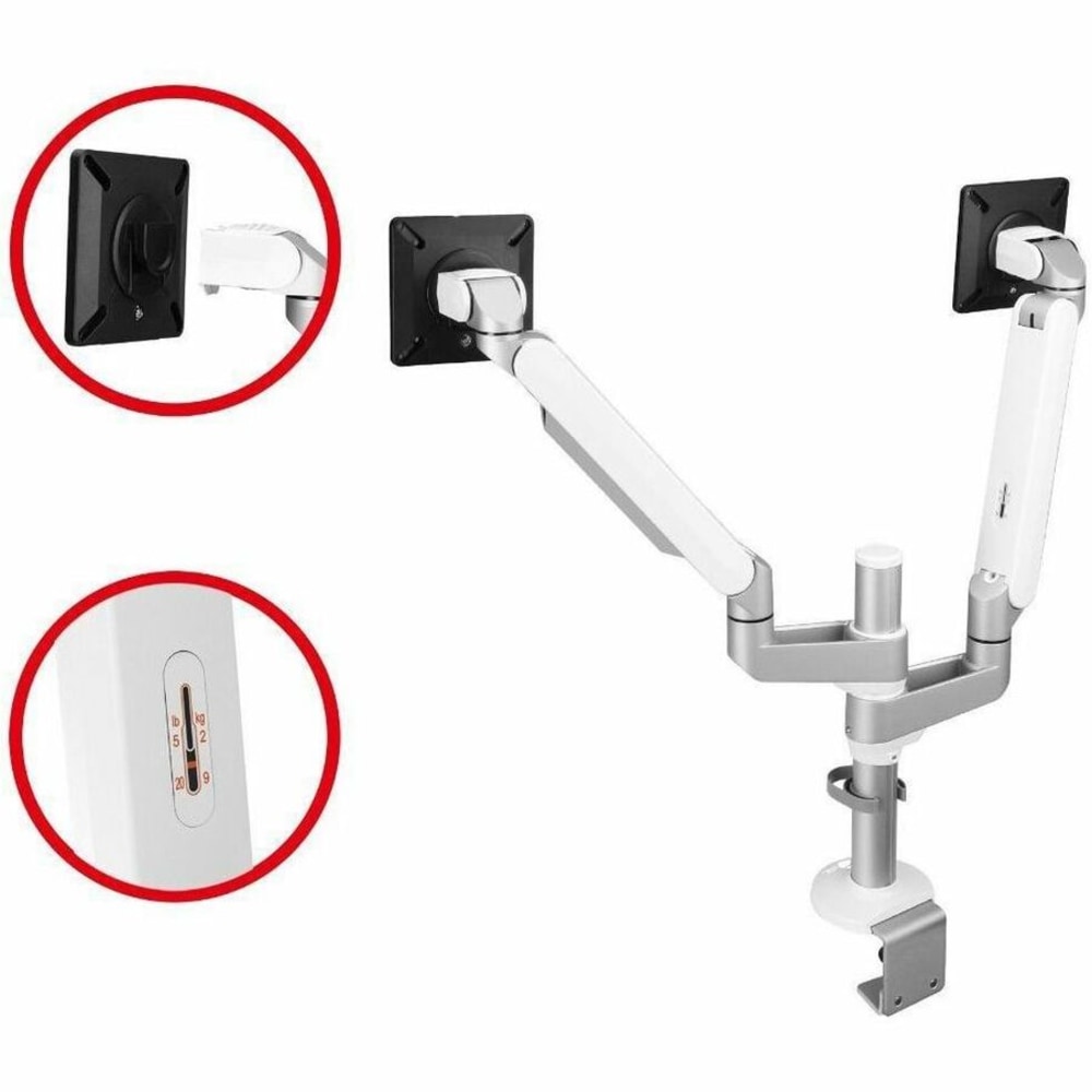 SIIG MTPRO Desk Mount Dual Monitor Arm - up to 32in Display, Max. Load 19.8 lbs, VESA 75/100mm, Mechanical Spring Design - CEMT3W11S1 MPN:CE-MT3W11-S1