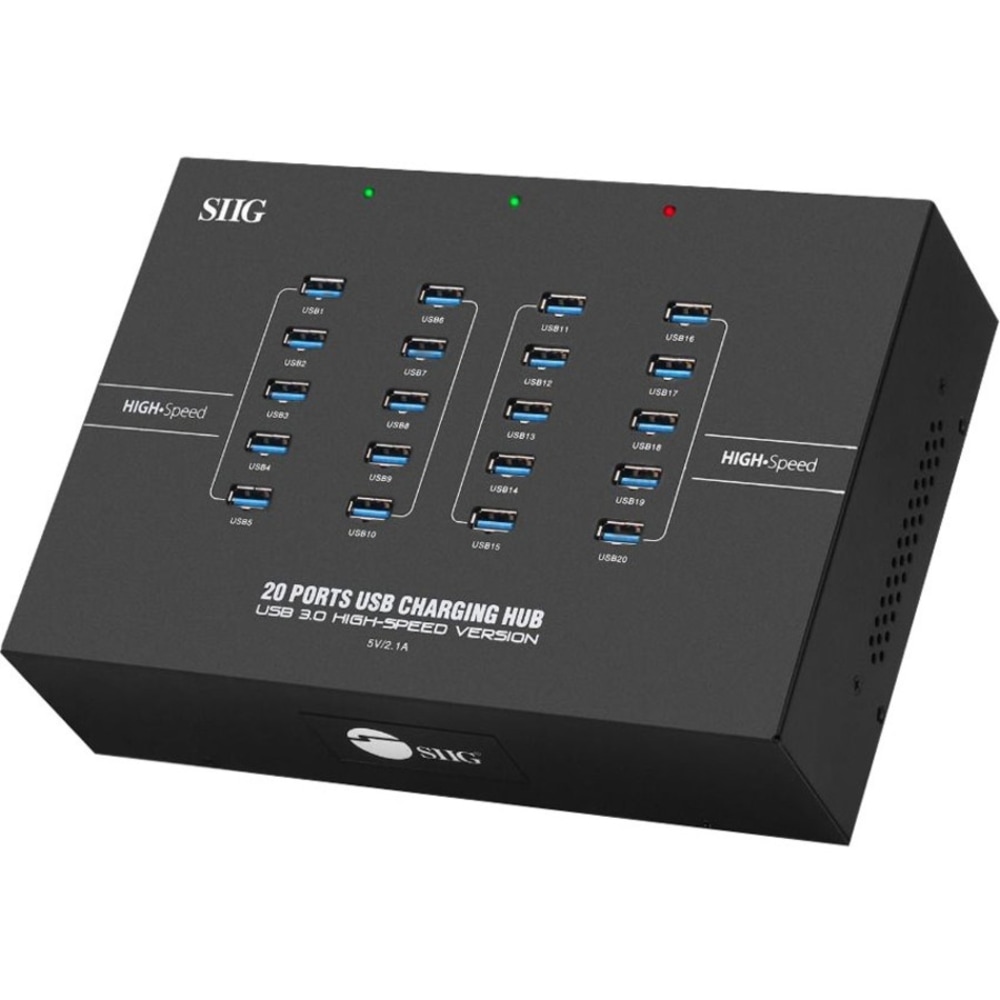 SIIG 20-Port Industrial USB 3.0 Hub with Charging - 200W - USB 3.0 Type B - External 20 USB 5Gbps Typ - IDUS0611S1 MPN:ID-US0611-S1