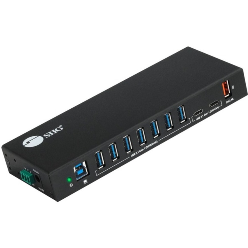 SIIG 10 Port Industrial USB 3.1 Gen 1 Hub with Dual USB-C & 65W Charging - 5Gbps Data Transfer Rates - IDUS0811S1 MPN:ID-US0811-S1