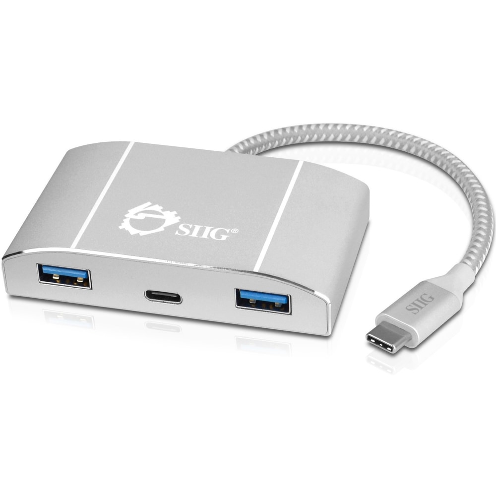 SIIG USB-C to 4-Port USB 3.0 Hub with PD Charging - 3A/1C - USB Type C - External - 4 USB Port(s) - 3 USB 3.0 Port(s) - PC, Mac (Min Order Qty 2) MPN:JU-H30C11-S1