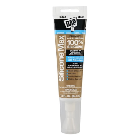 Silicone Max All Purpose Sealant, Clear, 2.8 oz (7079808792) MPN:7079808792
