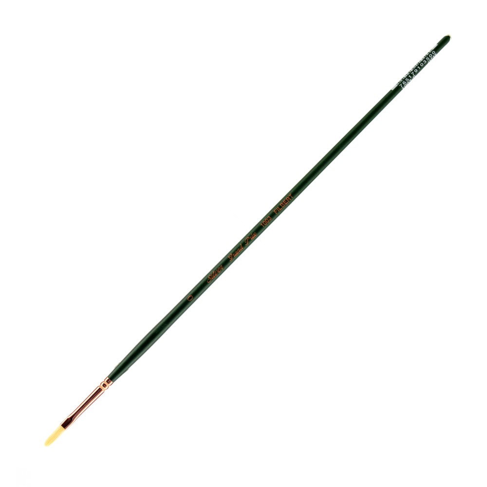 Silver Brush Grand Prix Paint Brush Series 1003, Size 0, Filbert Bristle, Hog Hair, Green MPN:1003-0