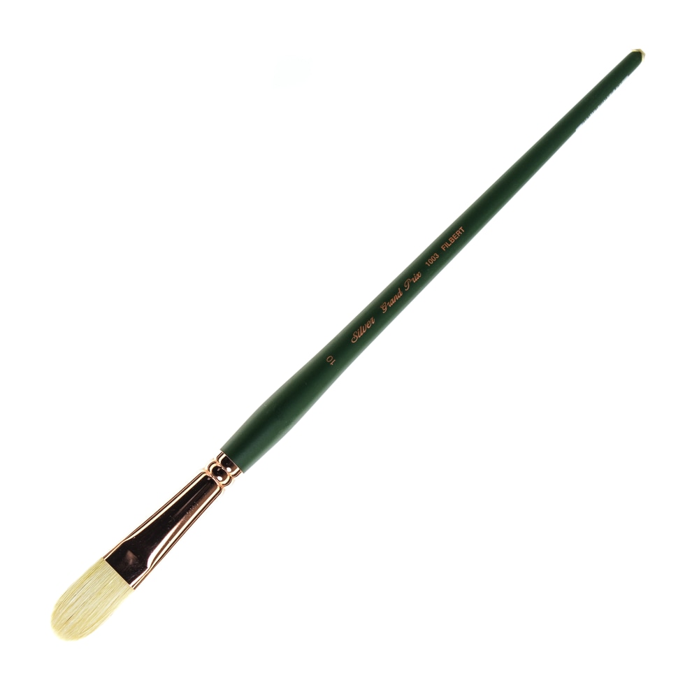 Silver Brush Grand Prix Paint Brush Series 1003, Size 10, Filbert Bristle, Hog Hair, Green MPN:1003-10