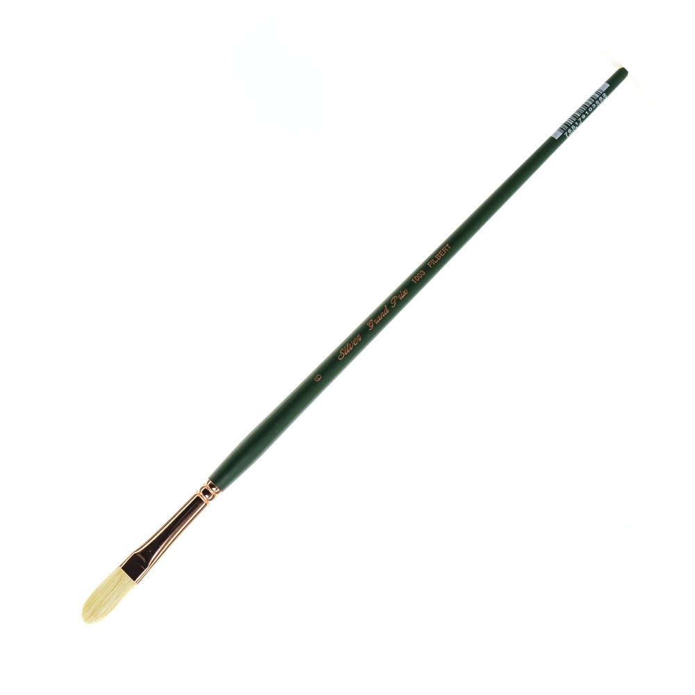 Silver Brush Grand Prix Paint Brush Series 1003, Size 6, Filbert Bristle, Hog Hair, Green MPN:1003-6