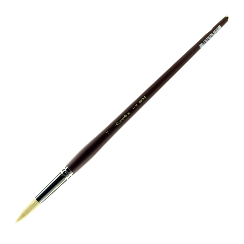 Silver Brush Silverstone Paint Brush, Series 1100, Size 10, Round Bristle, Hog Hair, Maroon MPN:1100-10
