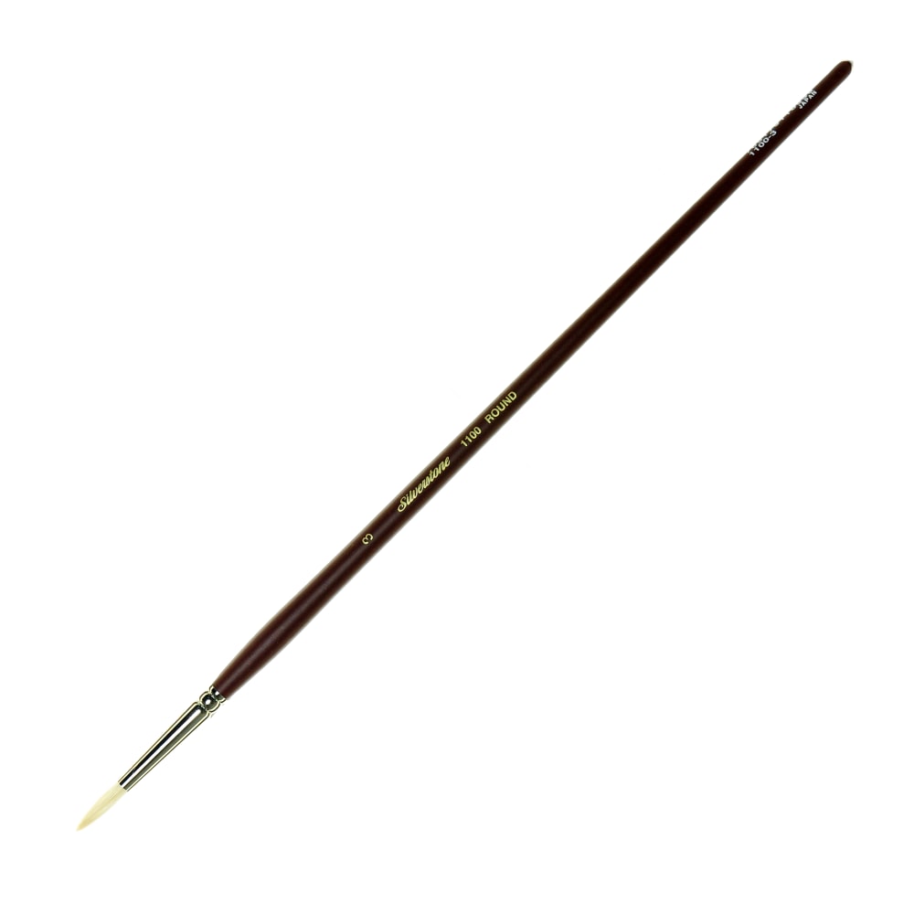 Silver Brush Silverstone Paint Brush, Series 1100, Size 3, Round Bristle, Hog Hair, Maroon MPN:1100-3