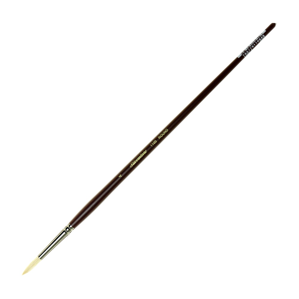 Silver Brush Silverstone Paint Brush, Series 1100, Size 4, Round Bristle, Hog Hair, Maroon MPN:1100-4