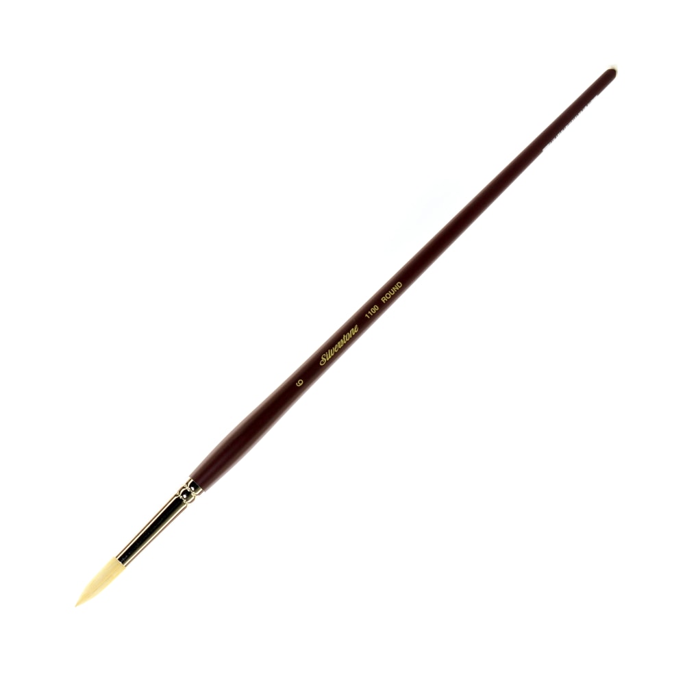 Silver Brush Silverstone Paint Brush, Series 1100, Size 6, Round Bristle, Hog Bristle, Maroon MPN:1100-6