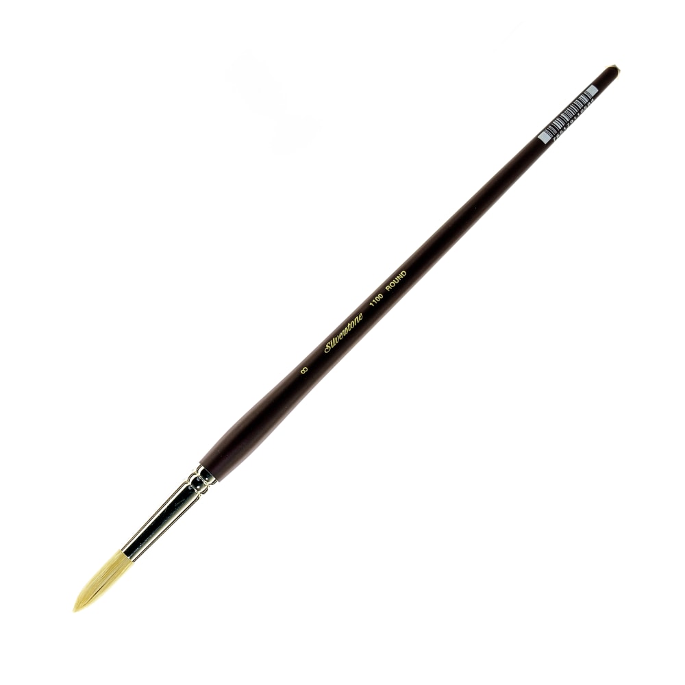 Silver Brush Silverstone Paint Brush, Series 1100, Size 8, Round Bristle, Hog Hair, Maroon MPN:1100-8