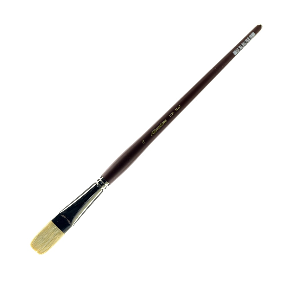 Silver Brush Silverstone Paint Brush, Series 1101, Size 12, Flat Bristle, Hog Hair, Maroon MPN:1101-12