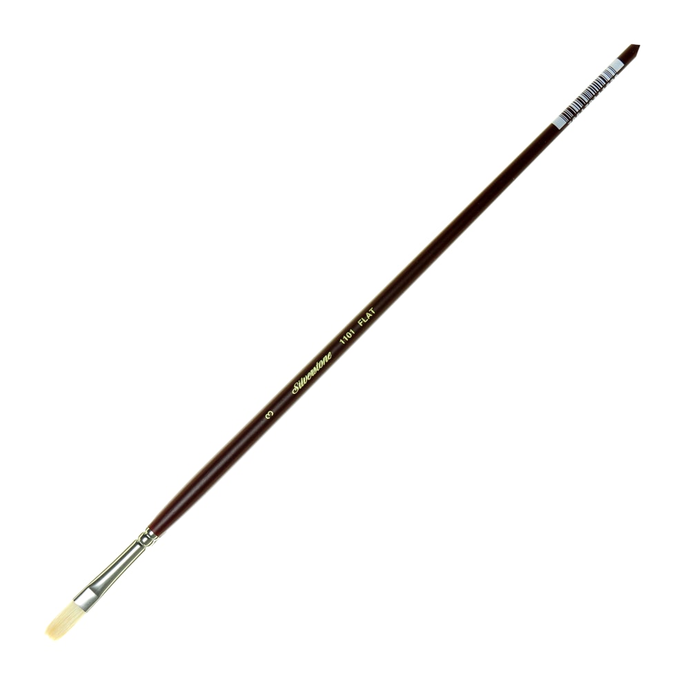 Silver Brush Silverstone Paint Brush, Series 1101, Size 3, Flat Bristle, Hog Hair, Maroon MPN:1101-3