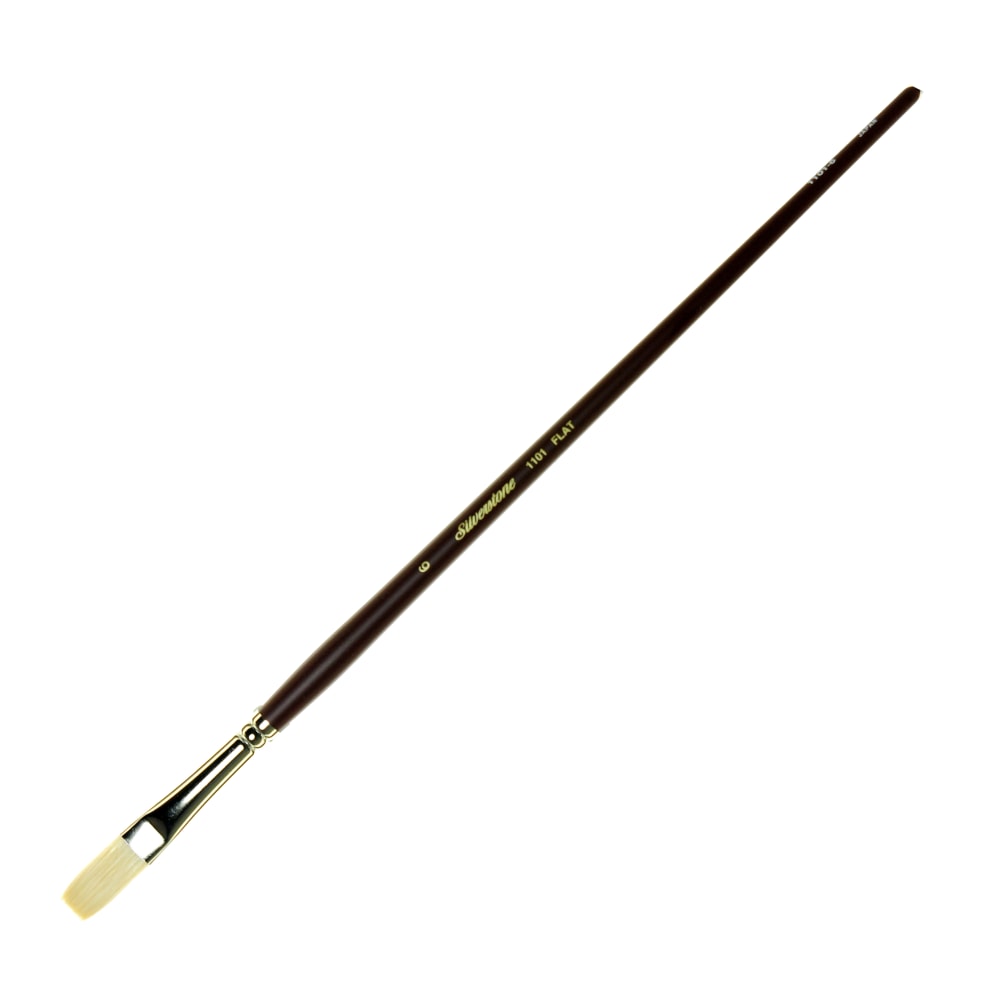 Silver Brush Silverstone Paint Brush, Series 1101, Size 6, Flat Bristle, Hog Hair, Maroon MPN:1101-6