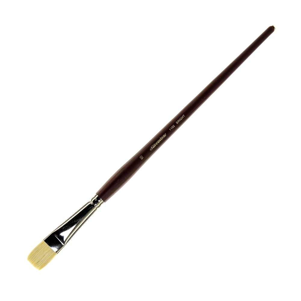 Silver Brush Silverstone Paint Brush, Series 1102, Size 10, Bright Bristle, Hog Hair, Maroon MPN:1102-10