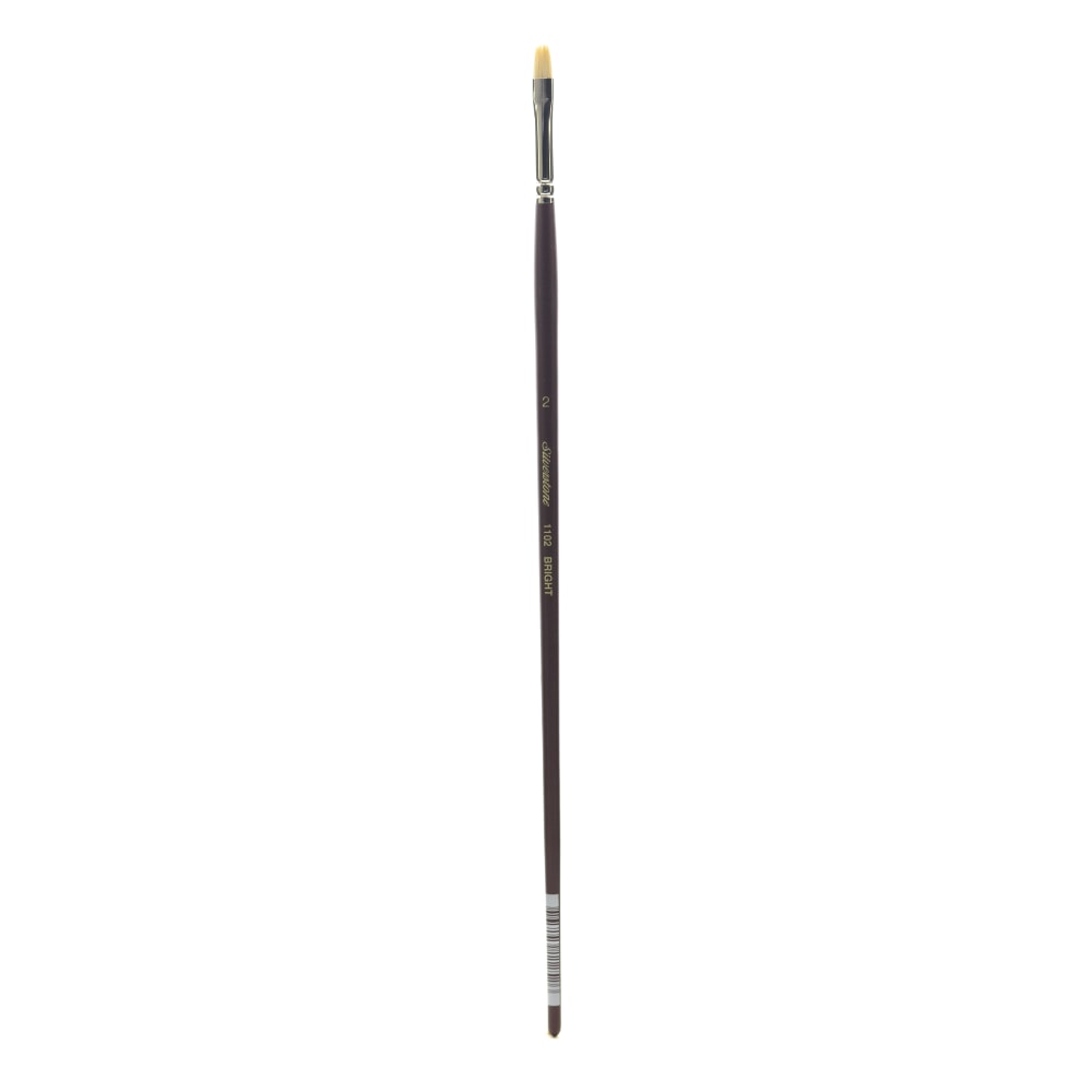 Silver Brush Silverstone Series Paint Brush 1102, Size 2, Bright Bristle, Hog Hair, Maroon MPN:1102-2