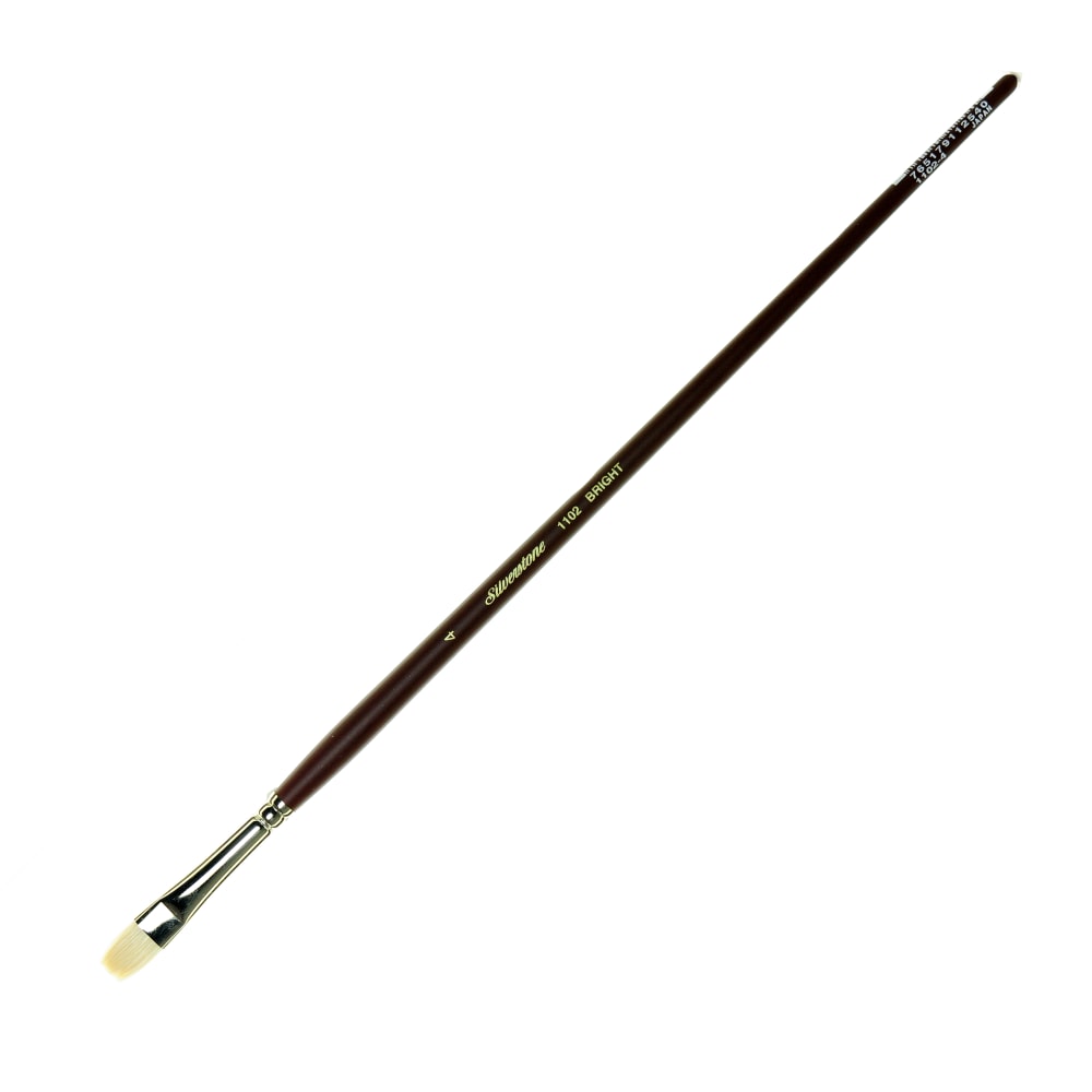 Silver Brush Silverstone Paint Brush, Series 1102, Size 4, Bright Bristle, Hog Hair, Maroon MPN:1102-4