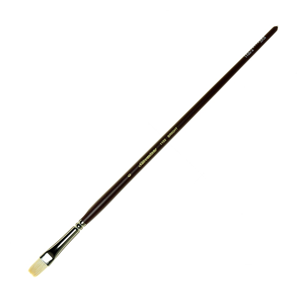 Silver Brush Silverstone Paint Brush, Series 1102, Size 6, Bright Bristle, Hog Hair, Maroon MPN:1102-6