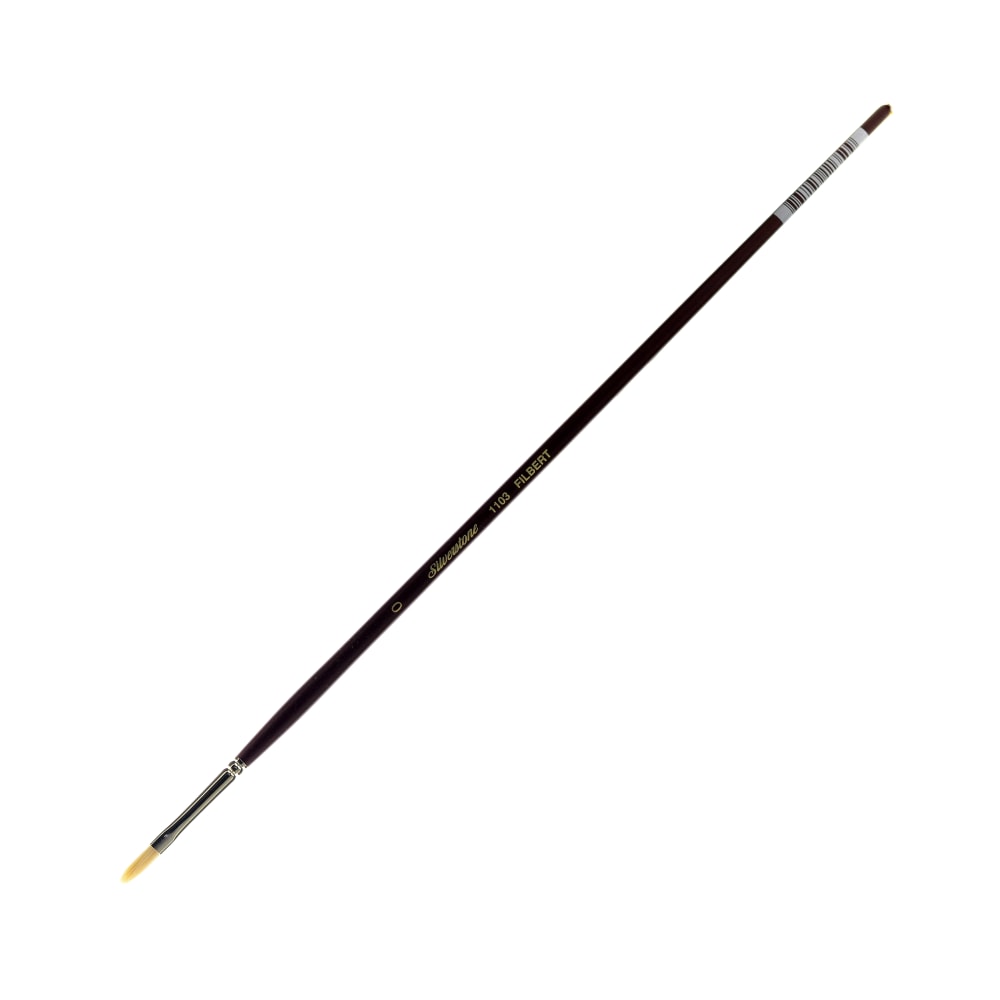 Silver Brush Silverstone Paint Brush, Series 1103, Size 0, Filbert Bristle, Hog Hair, Maroon MPN:1103-0