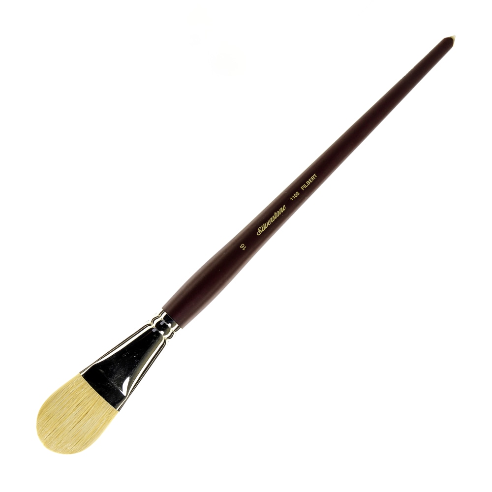 Silver Brush Silverstone Paint Brush, Series 1103, Size 16, Filbert Bristle, Hog Hair, Maroon MPN:1103-16