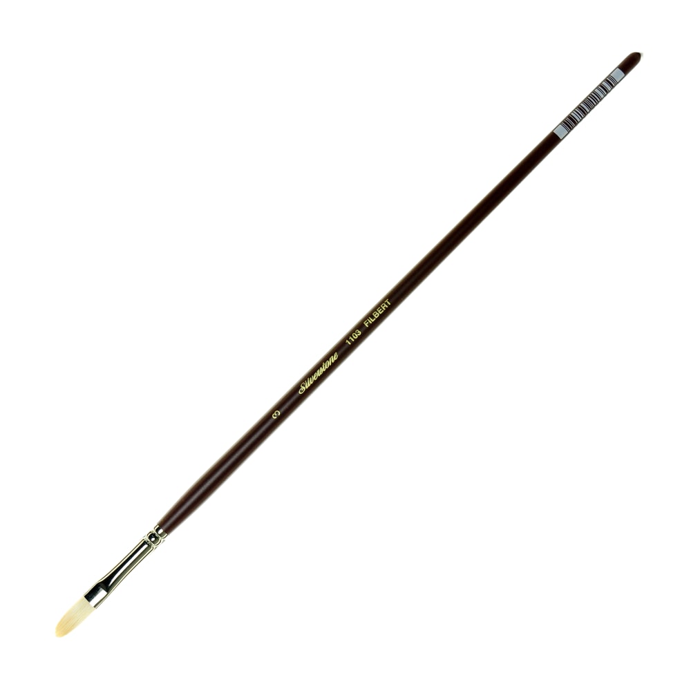 Silver Brush Silverstone Paint Brush, Series 1103, Size 3, Filbert Bristle, Hog Hair, Maroon MPN:1103-3