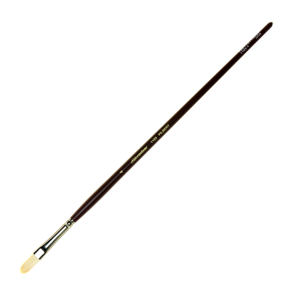 Silver Brush Silverstone Paint Brush, Series 1103, Size 4, Filbert Bristle, Hog Hair, Maroon MPN:1103-4
