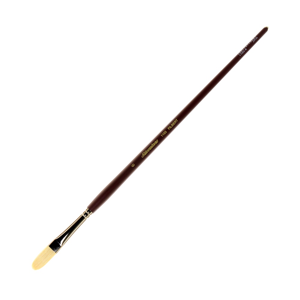 Silver Brush Silverstone Paint Brush, Series 1103, Size 6, Filbert Bristle, Hog Hair, Maroon MPN:1103-6