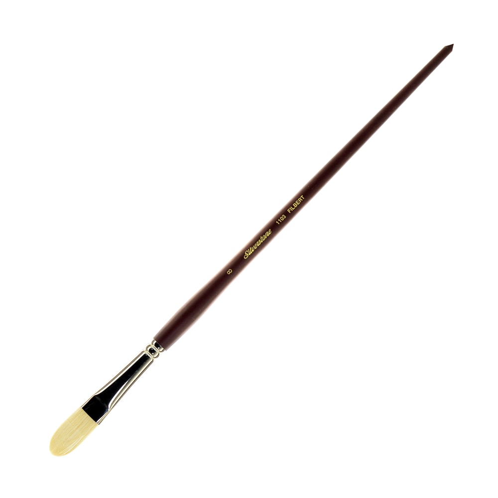 Silver Brush Silverstone Paint Brush, Series 1103, Size 8, Filbert Bristle, Hog Hair, Maroon MPN:1103-8