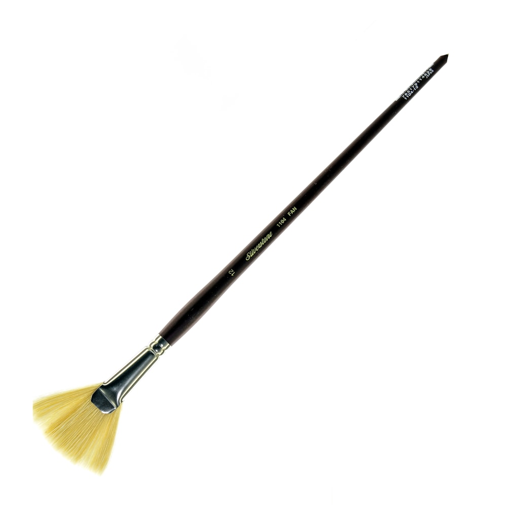 Silver Brush Silverstone Paint Brush, Series 1104, Size 12, Fan Bristle, Hog Hair, Maroon MPN:1104-12