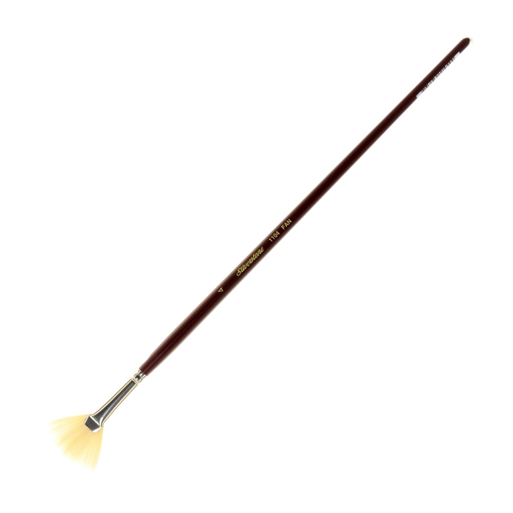 Silver Brush Silverstone Paint Brush, Series 1104, Size 4, Fan Bristle, Hog Hair, Maroon MPN:1104-4