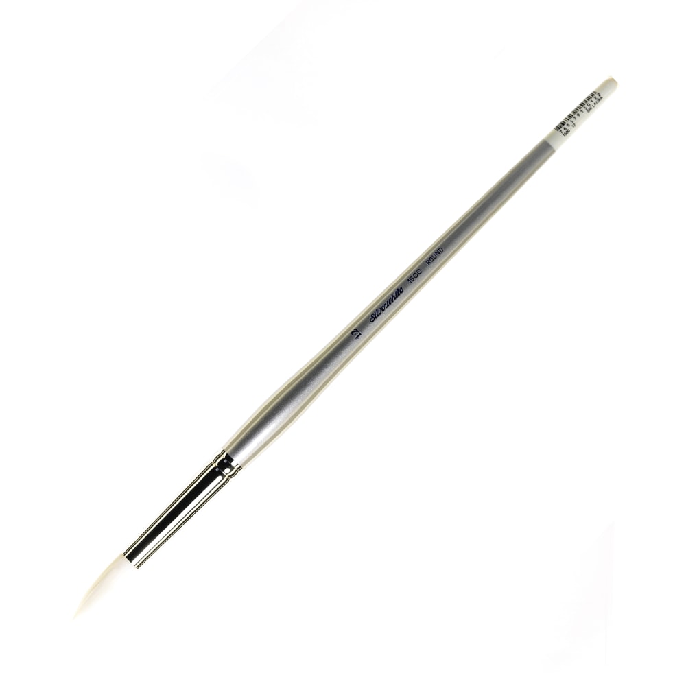Silver Brush Silverwhite Series Long-Handle Paint Brush, Size 12, Round Bristle, Synthetic, Silver/White MPN:1500LH-12