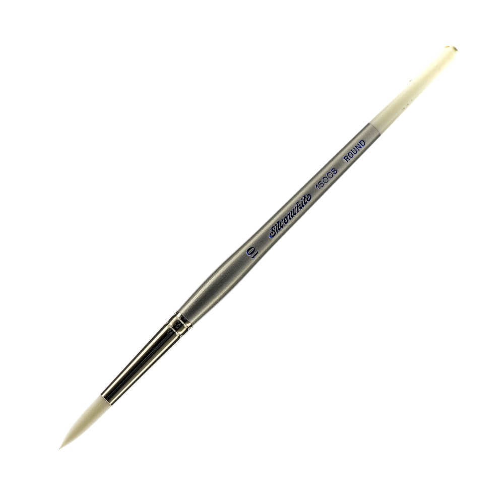 Silver Brush Silverwhite Series Short-Handle Paint Brush, Size 10, Round Bristle, Synthetic Taklon Filament, Multicolor MPN:1500S-10