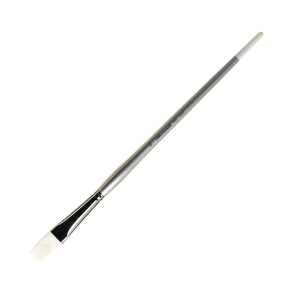 Silver Brush Silverwhite Series Long-Handle Paint Brush, Size 10, Flat Bristle, Synthetic, Silver/White MPN:1501LH-10