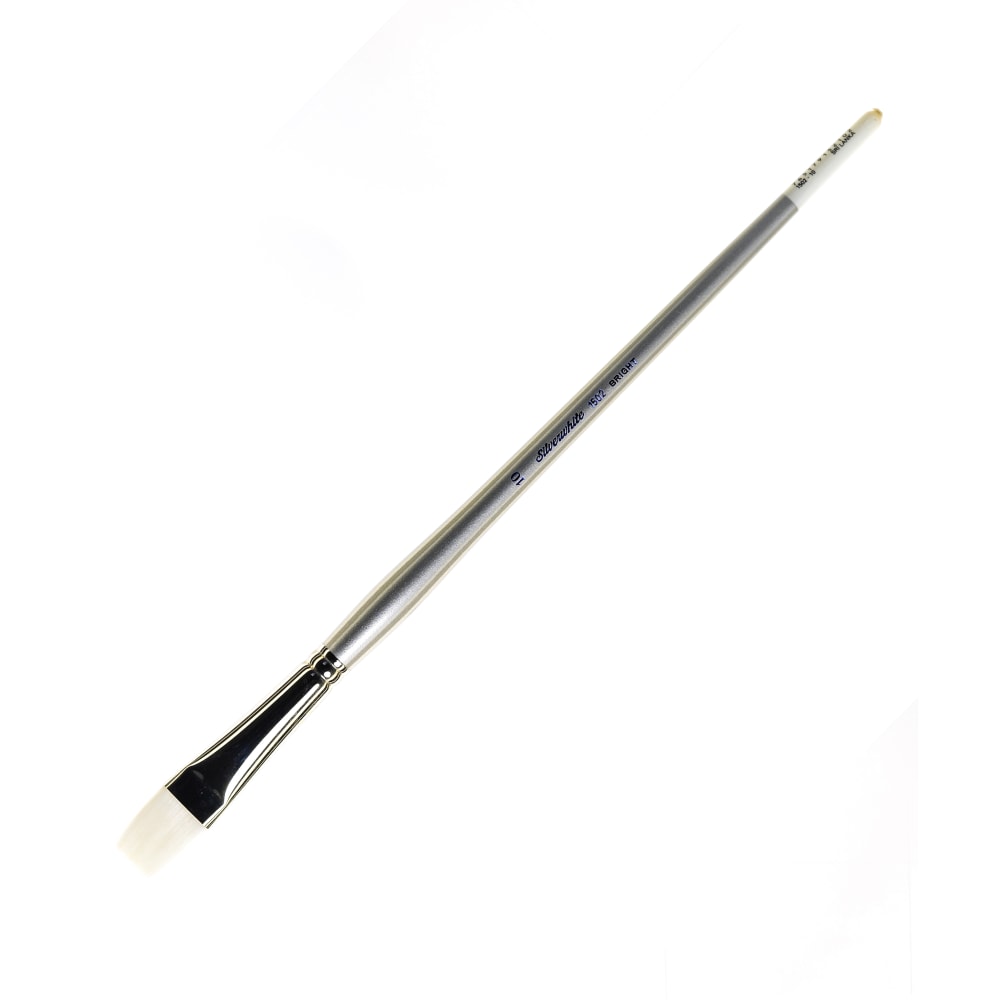 Silver Brush Silverwhite Series Long-Handle Paint Brush, Size 10, Bright Bristle, Synthetic, Silver/White MPN:1502LH-10