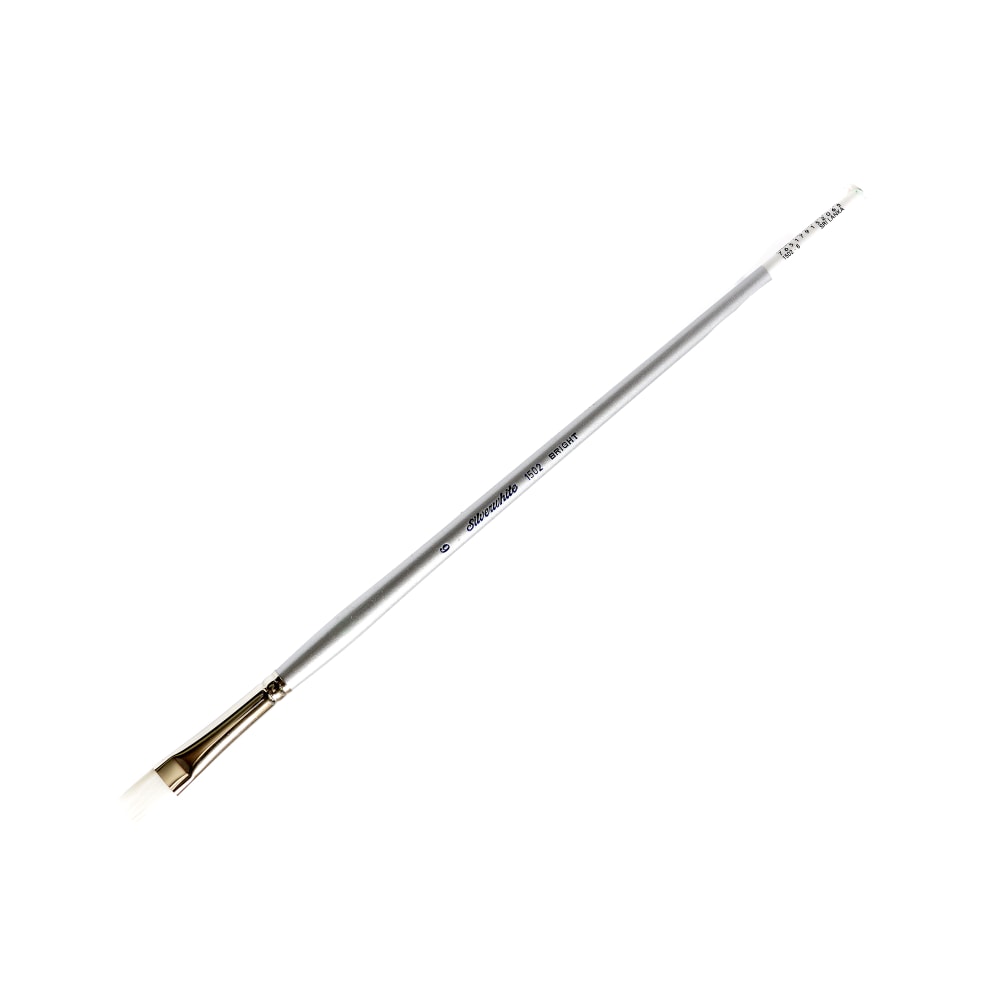 Silver Brush Silverwhite Series Long-Handle Paint Brush, Size 6, Bright Bristle, Synthetic, Silver/White MPN:1502LH-6