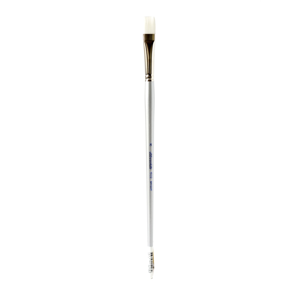 Silver Brush Silverwhite Series Long-Handle Paint Brush, Size 8, Bright Bristle, Synthetic, Silver/White MPN:1502LH-8