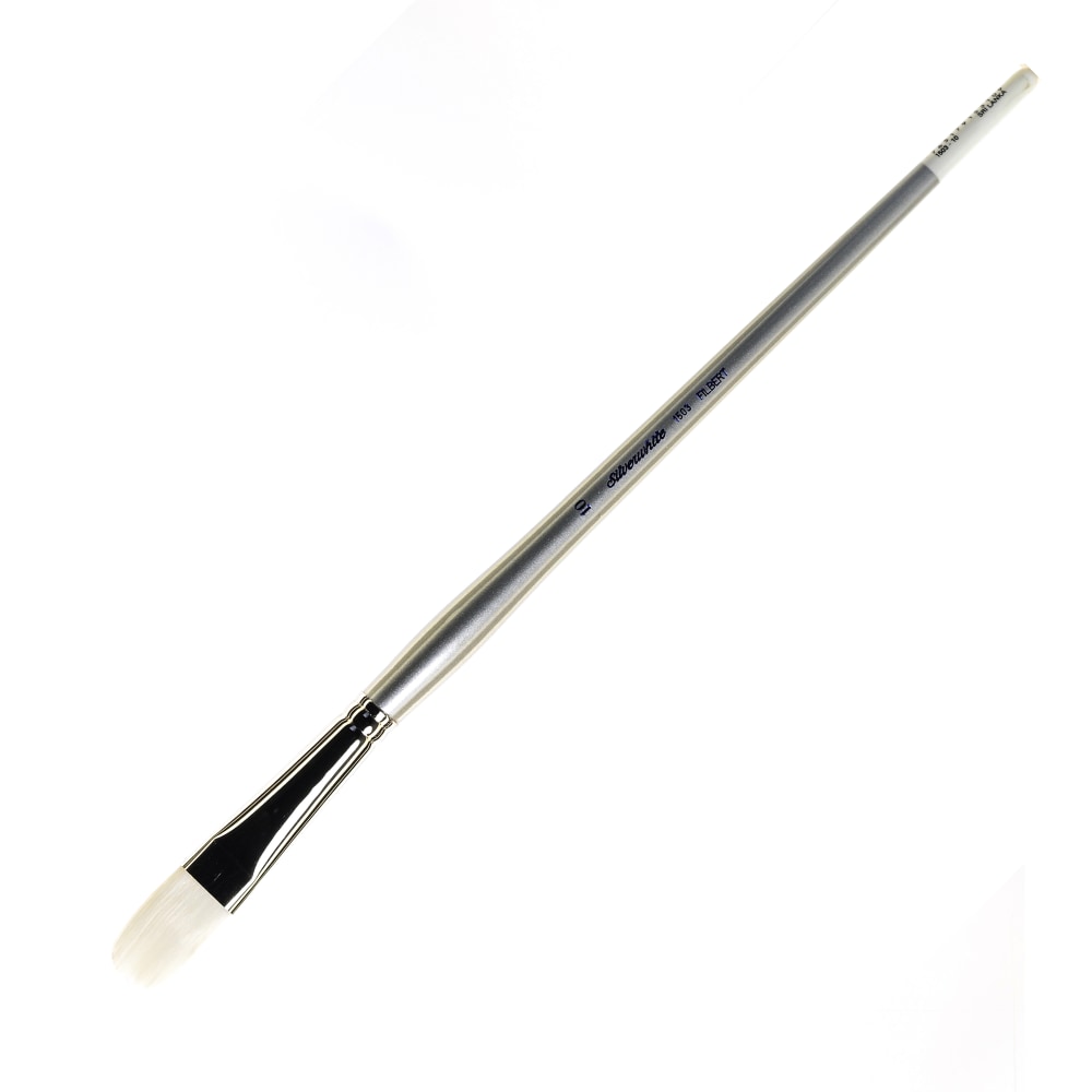 Silver Brush Silverwhite Series Long-Handle Paint Brush, Size 10, Filbert Bristle, Synthetic, Silver/White MPN:1503LH-10