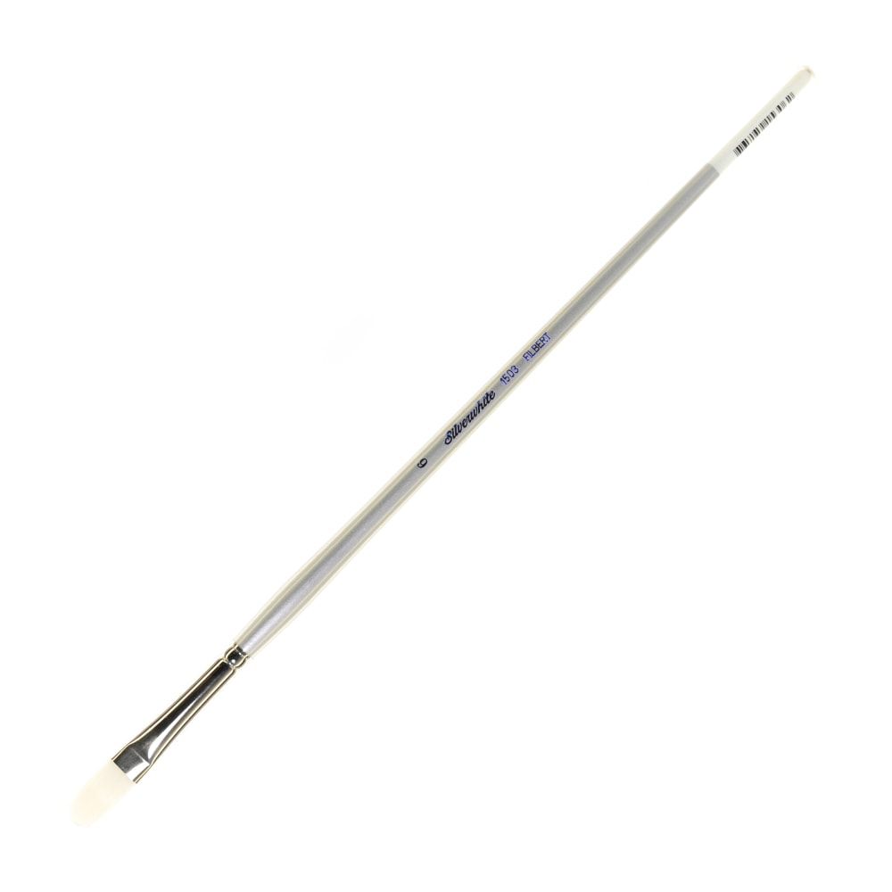 Silver Brush Silverwhite Series Long-Handle Paint Brush, Size 6, Filbert Bristle, Synthetic, Silver/White MPN:1503LH-6