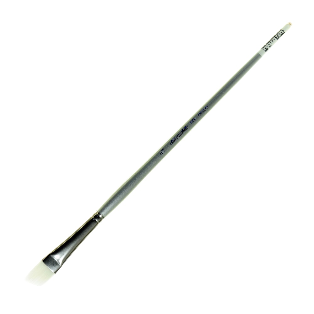 Silver Brush Silverwhite Series Long-Handle Paint Brush, Size 3/4in, Angular Bristle, Synthetic, Silver/White MPN:1506LH-3/4