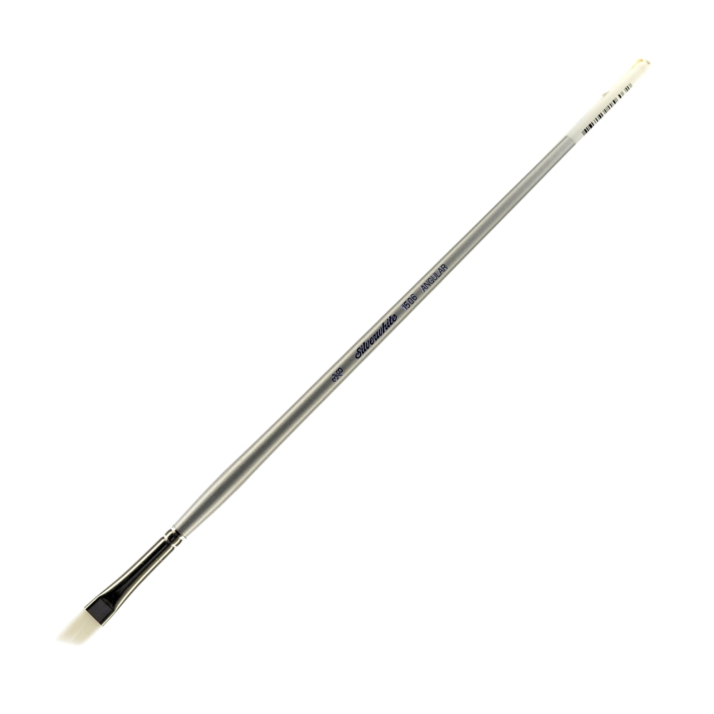 Silver Brush Silverwhite Series Long-Handle Paint Brush, Size 3/8in, Angular Bristle, Synthetic, Silver/White MPN:1506LH-3/8