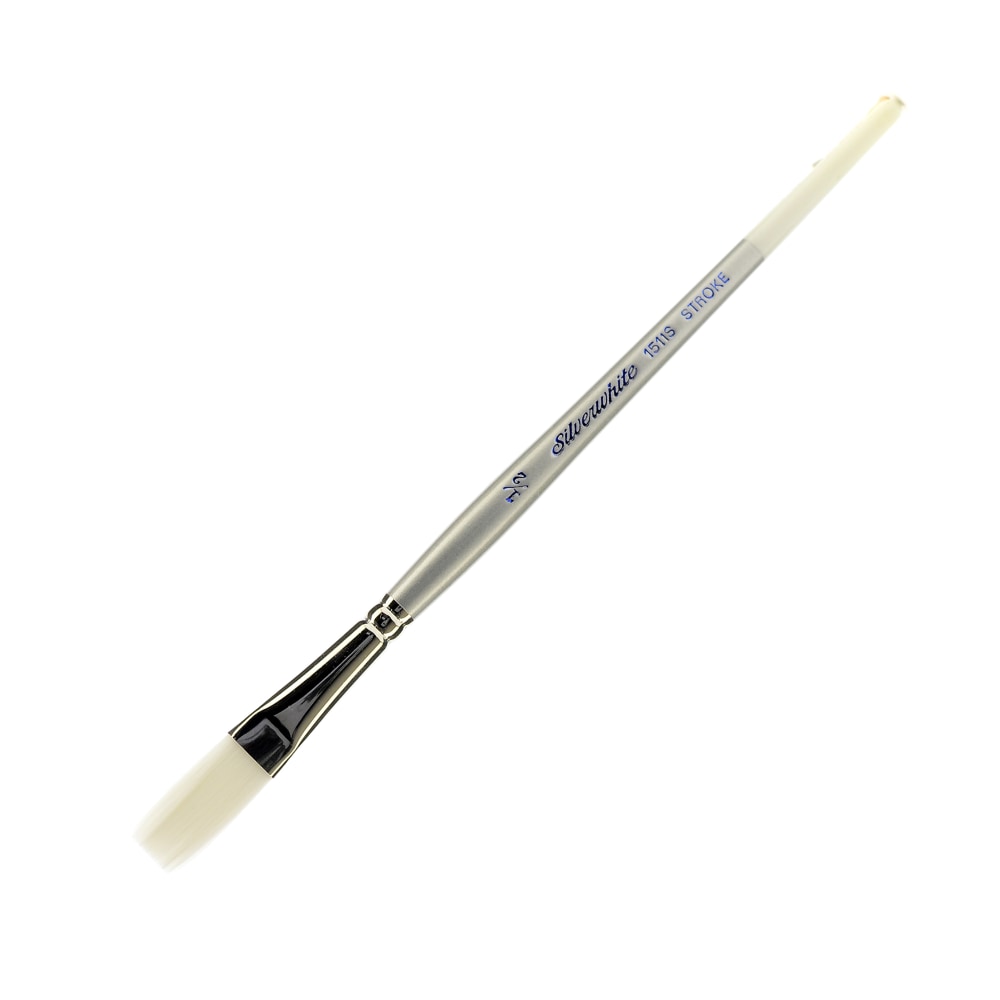Silver Brush Silverwhite Series Short-Handle Paint Brush, 1/2in, Bright Bristle, Synthetic Taklon Filament, Multicolor MPN:1511S-1/2