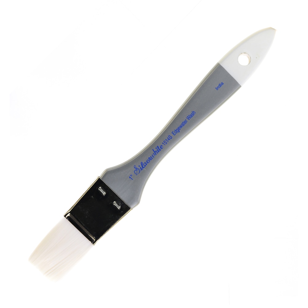 Silver Brush Silverwhite Series Short-Handle Paint Brush, Size 1in, Wash Bristle, Synthetic, Multicolor MPN:1514S-1