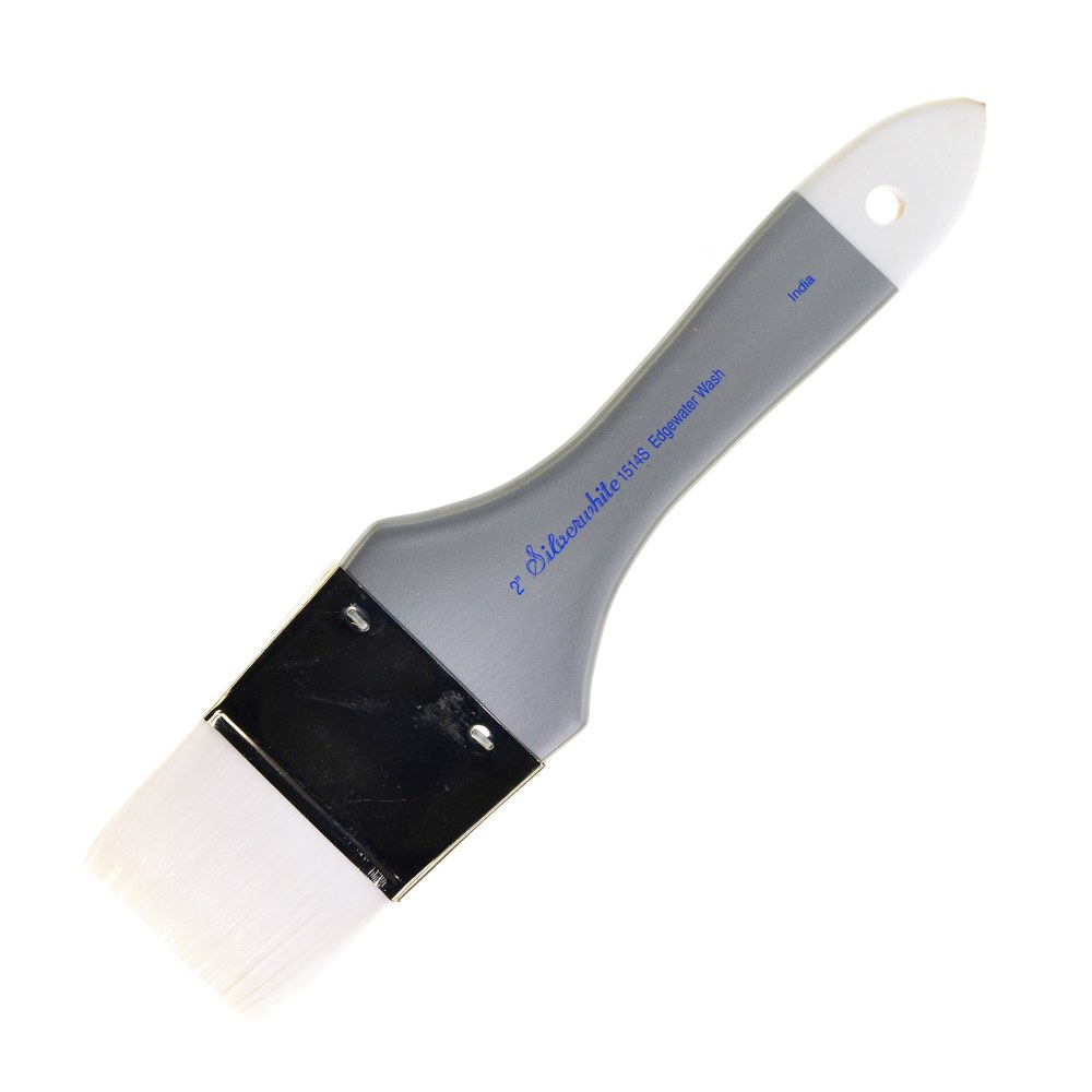 Silver Brush Silverwhite Series Short-Handle Paint Brush, Size 2in, Wash, Synthetic, Multicolor MPN:1514S-2