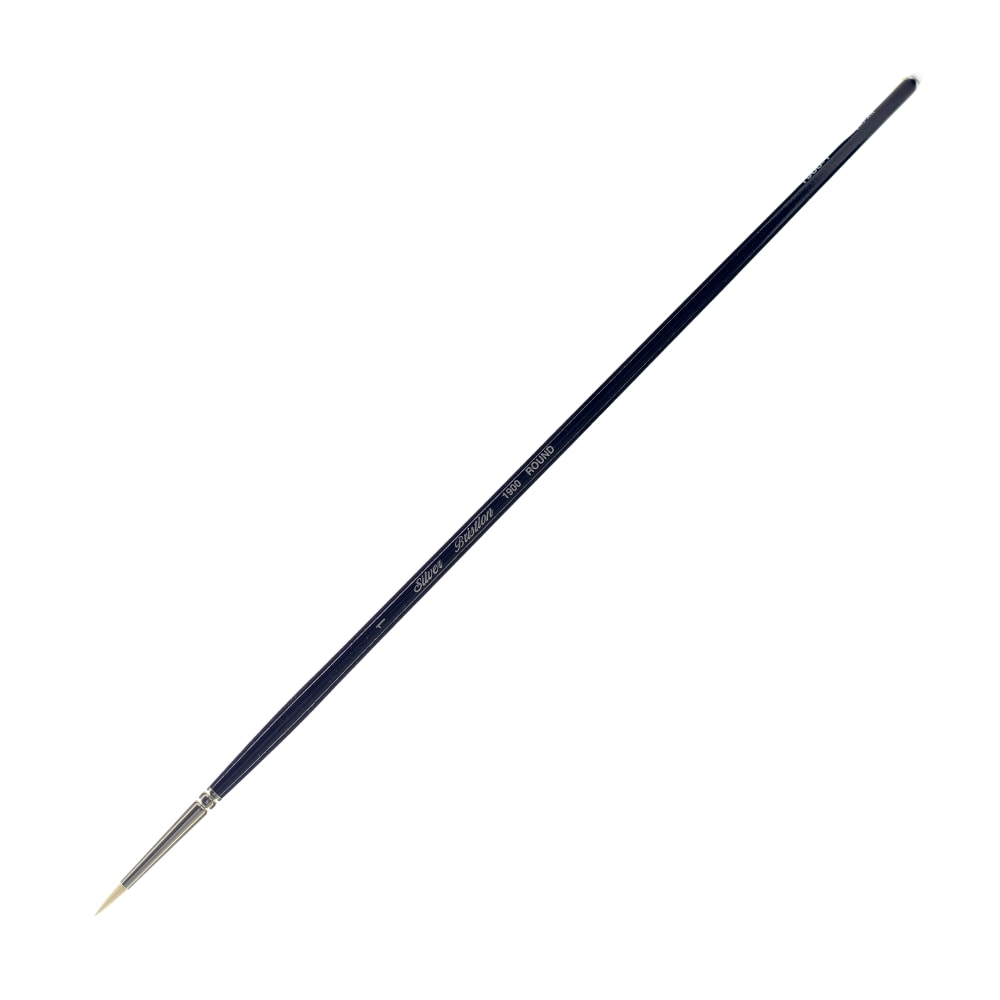 Silver Brush Bristlon Series Paint Brush, Size 1, Round Bristle, Synthetic, Deep Blue/Silver MPN:1900-1
