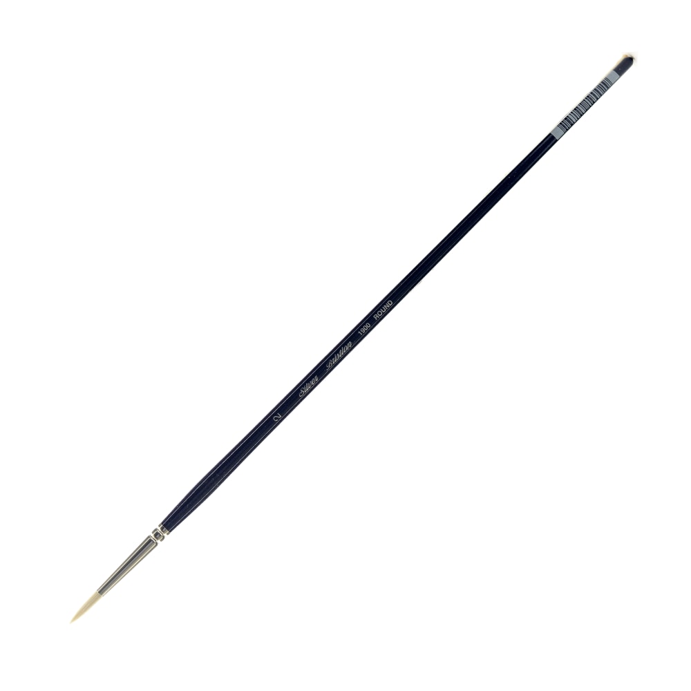Silver Brush Bristlon Series Paint Brush, Size 2, Round Bristle, Synthetic, Deep Blue/Silver MPN:1900-2