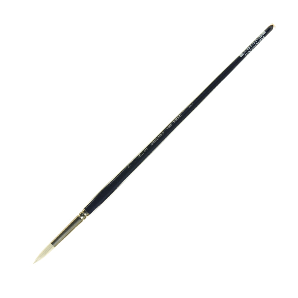 Silver Brush Bristlon Series Paint Brush, Size 6, Round Bristle, Synthetic, Deep Blue/Silver MPN:1900-6