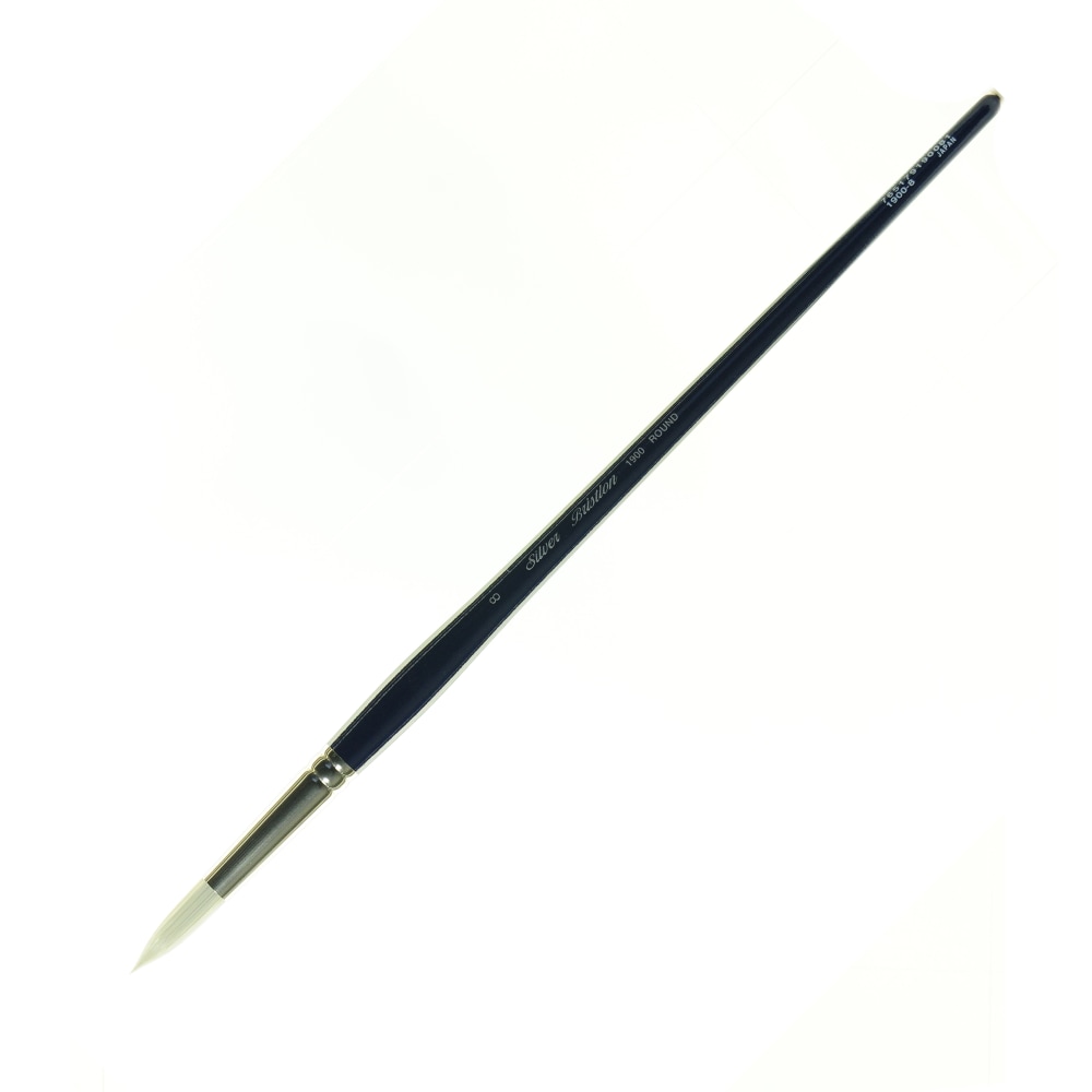 Silver Brush Bristlon Series Paint Brush, Size 8, Round Bristle, Synthetic, Deep Blue/Silver MPN:1900-8