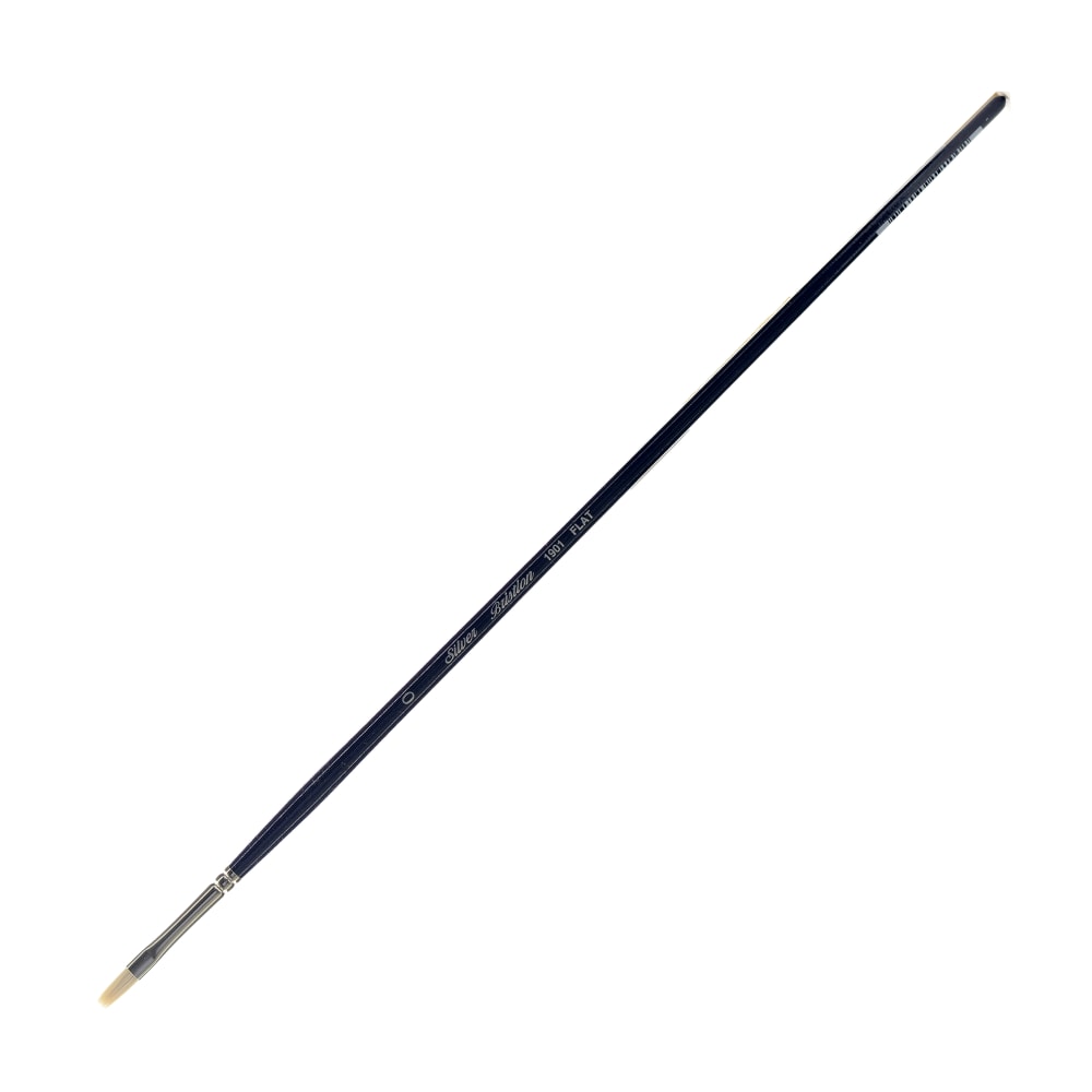 Silver Brush Bristlon Series Paint Brush, Size 0, Flat Bristle, Synthetic, Deep Blue/Silver MPN:1901-0