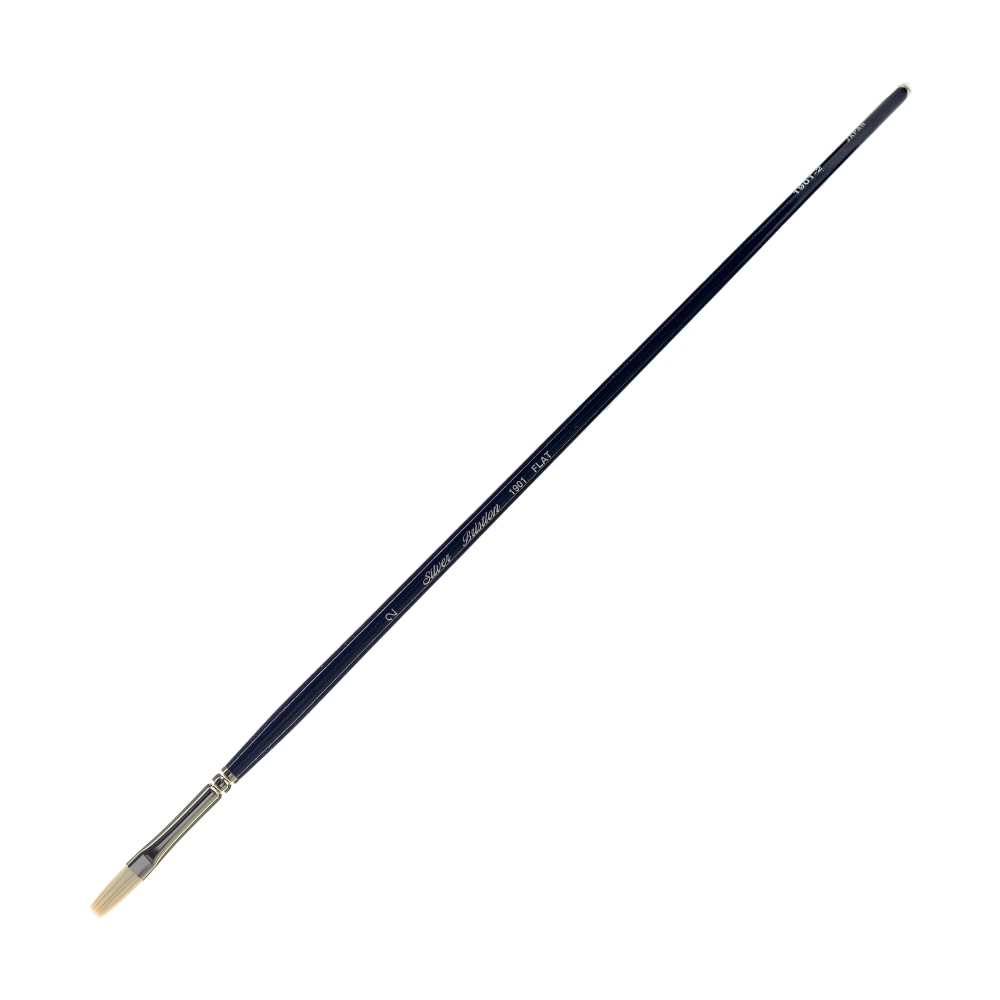 Silver Brush Bristlon Series Paint Brush, Size 2, Flat Bristle, Synthetic, Deep Blue/Silver MPN:1901-2