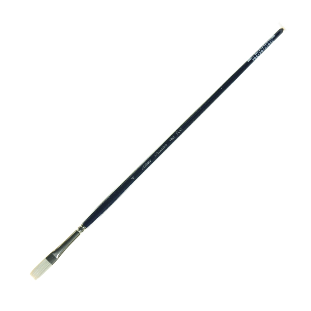 Silver Brush Bristlon Series Paint Brush, Size 4, Flat Bristle, Synthetic, Deep Blue/Silver MPN:1901-4