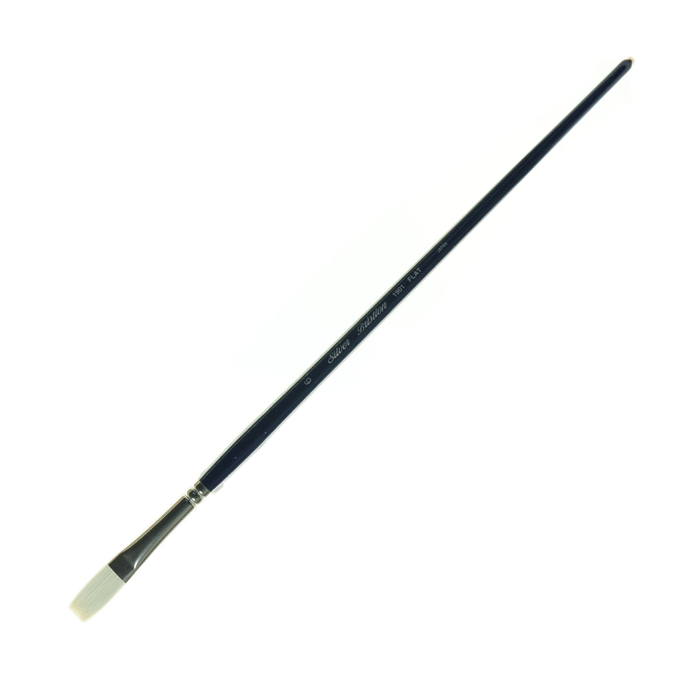 Silver Brush Bristlon Series Paint Brush, Size 6, Flat Bristle, Synthetic, Deep Blue/Silver MPN:1901-6