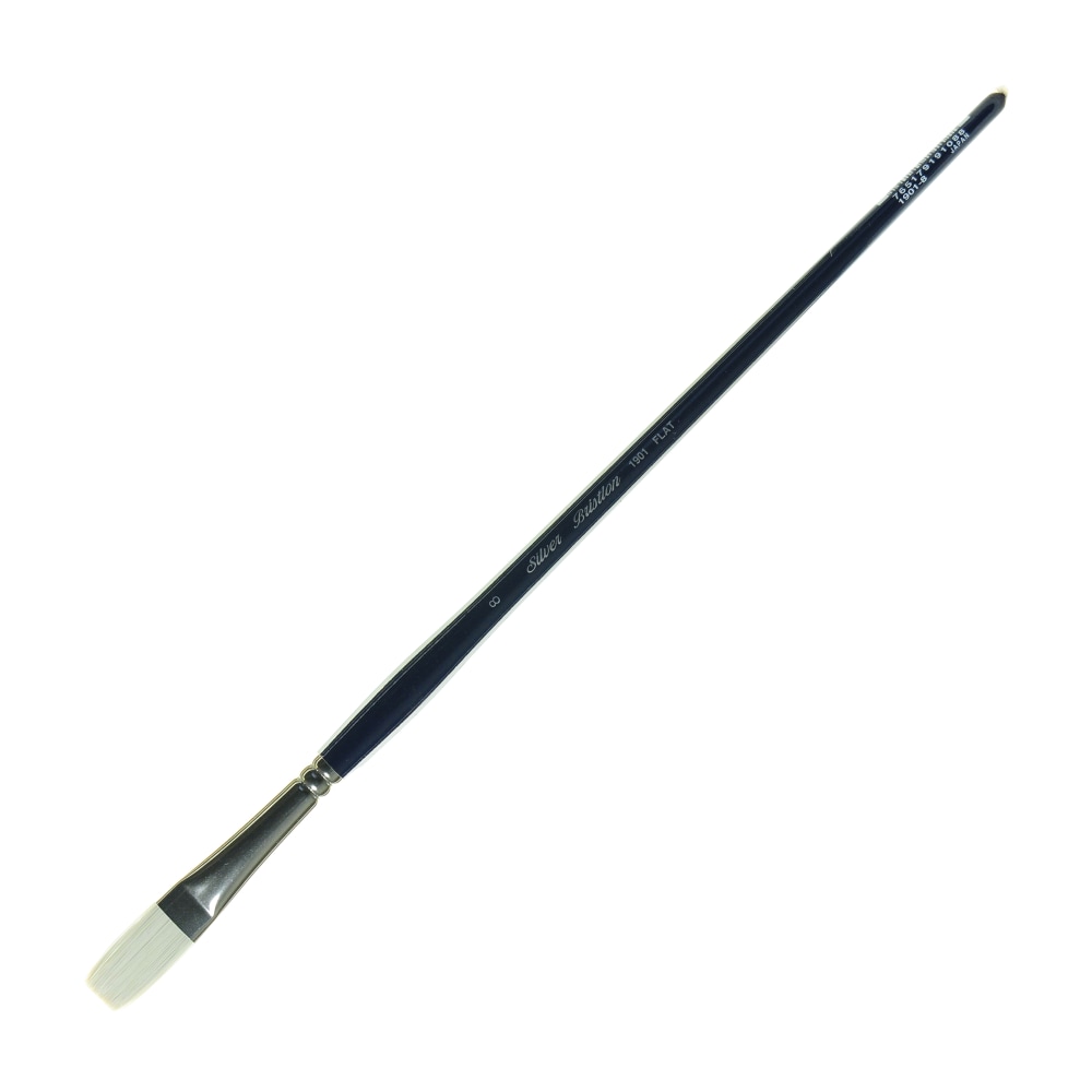 Silver Brush Bristlon Series Paint Brush, Size 8, Flat Bristle, Synthetic, Deep Blue/Silver MPN:1901-8